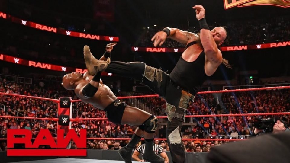 Braun Strowman vs. Bobby Lashley Falls Count Anywhere Match On Raw