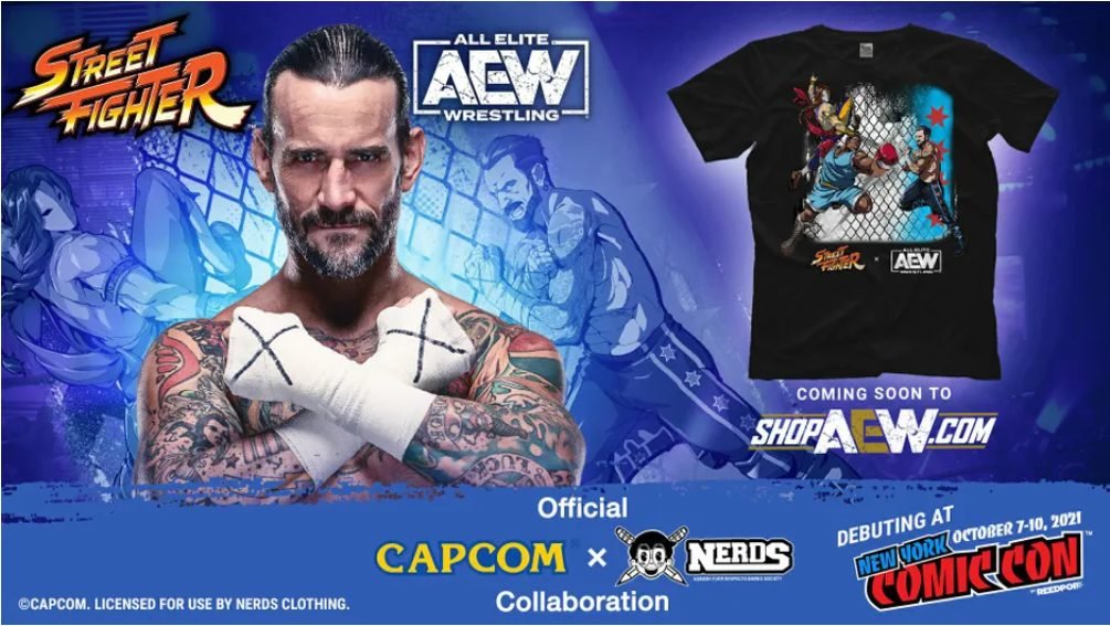 CM Punk And Adam Cole Feature On New AEW Street Fighter T-Shirts