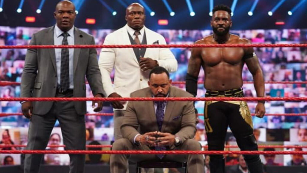 WWE Hurt Business members MVP, Bobby Lashley, Shelton Benjamin and Cedric Alexander