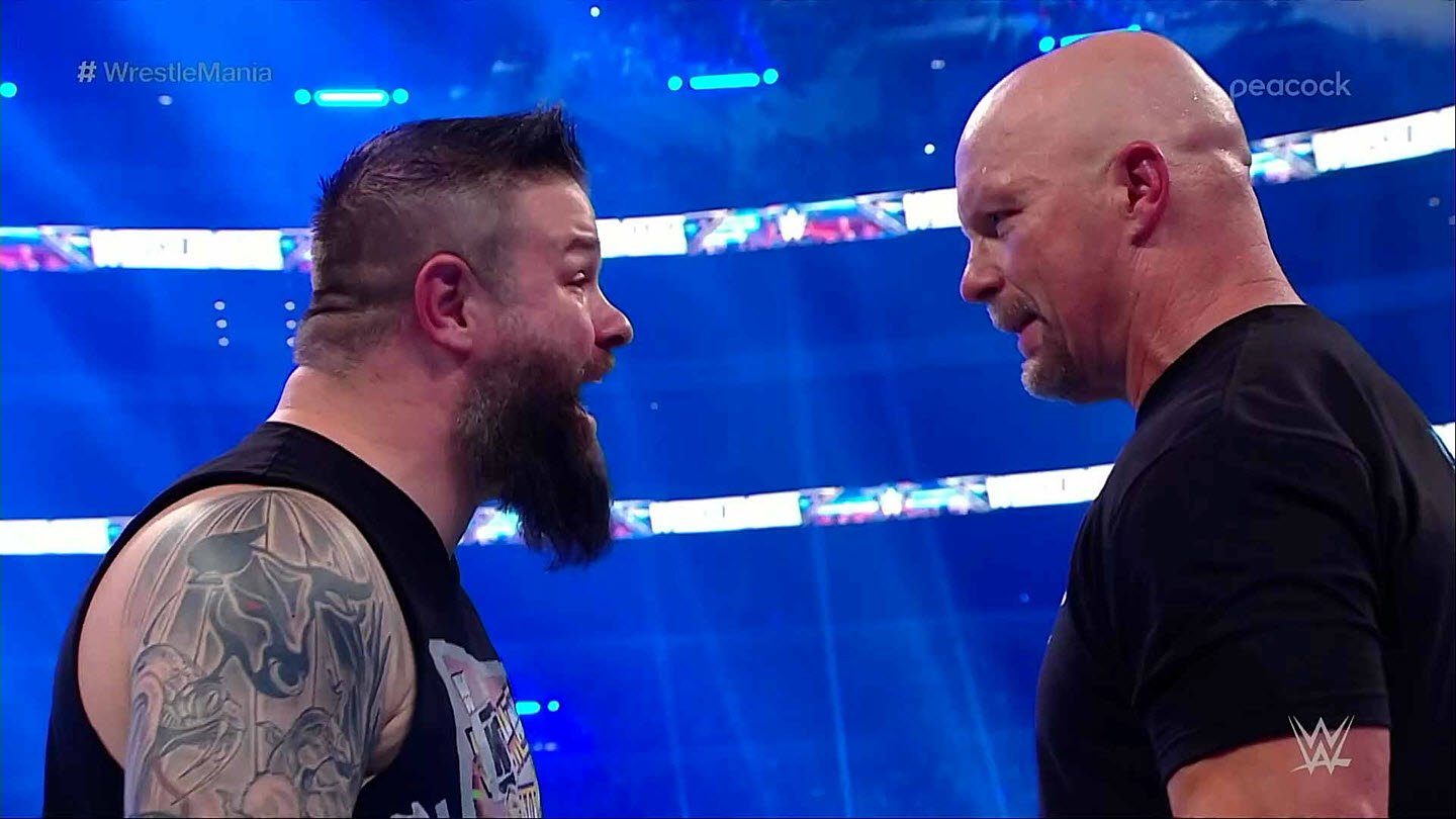 ‘Stone Cold’ Steve Austin Competes In Match Against Kevin Owens At WrestleMania 38