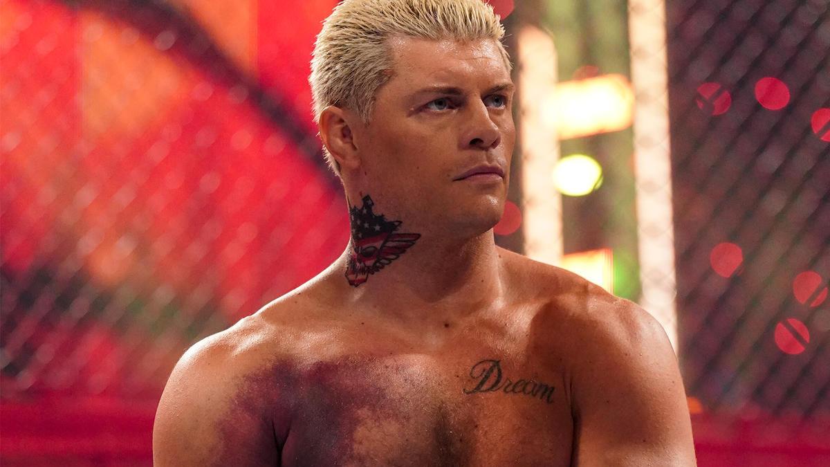 Cody Rhodes with his torn pec