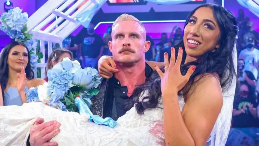 Former WWE stars Indi Hartwell and Dexter Lumis at the InDex wedding
