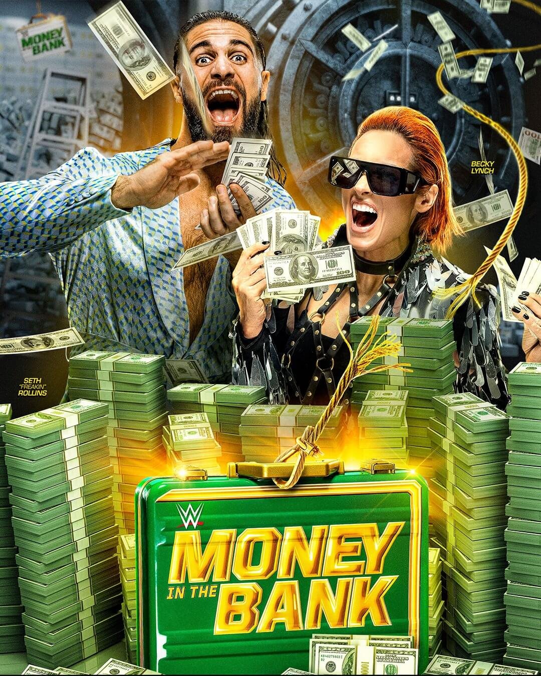 Becky Lynch & Seth Rollins Grace Incredible Money In The Bank Poster