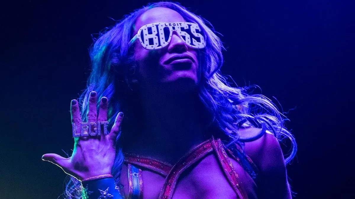 Mercedes Varnado (WWE's Sasha Banks) wearing BOSS glasses