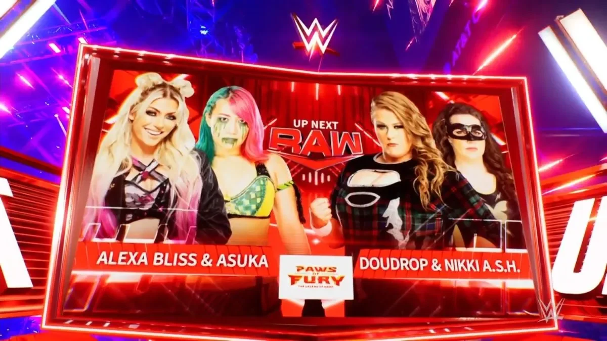 WWE Raw: Alexa Bliss Teams With Asuka Versus Doudrop & Nikki A.S.H.