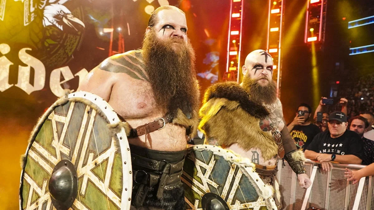 The 'New Vicious' Viking Raiders wielding their shields on the ramp