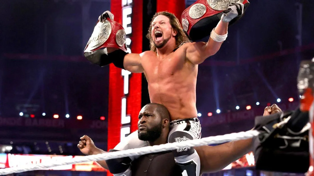 Omos and AJ Styles defeated New Day's Kofi Kingston and Xavier Woods to win the Raw Tag Team Championship