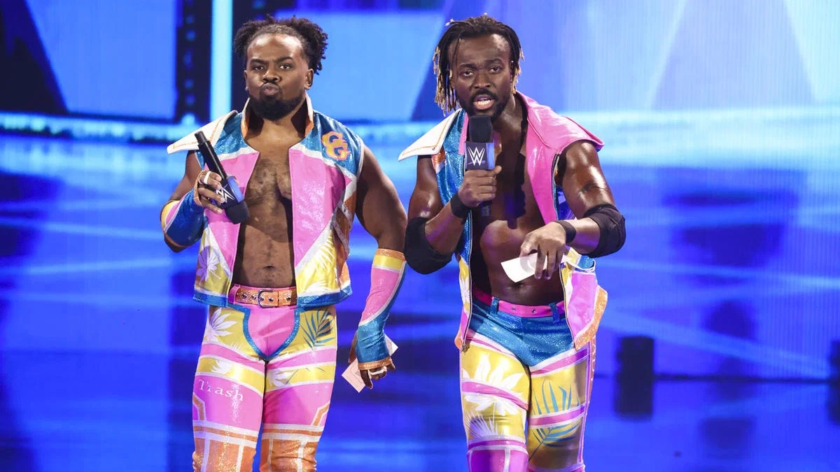 Xavier Woods and Kofi Kingston on their way to the ring on SmackDown