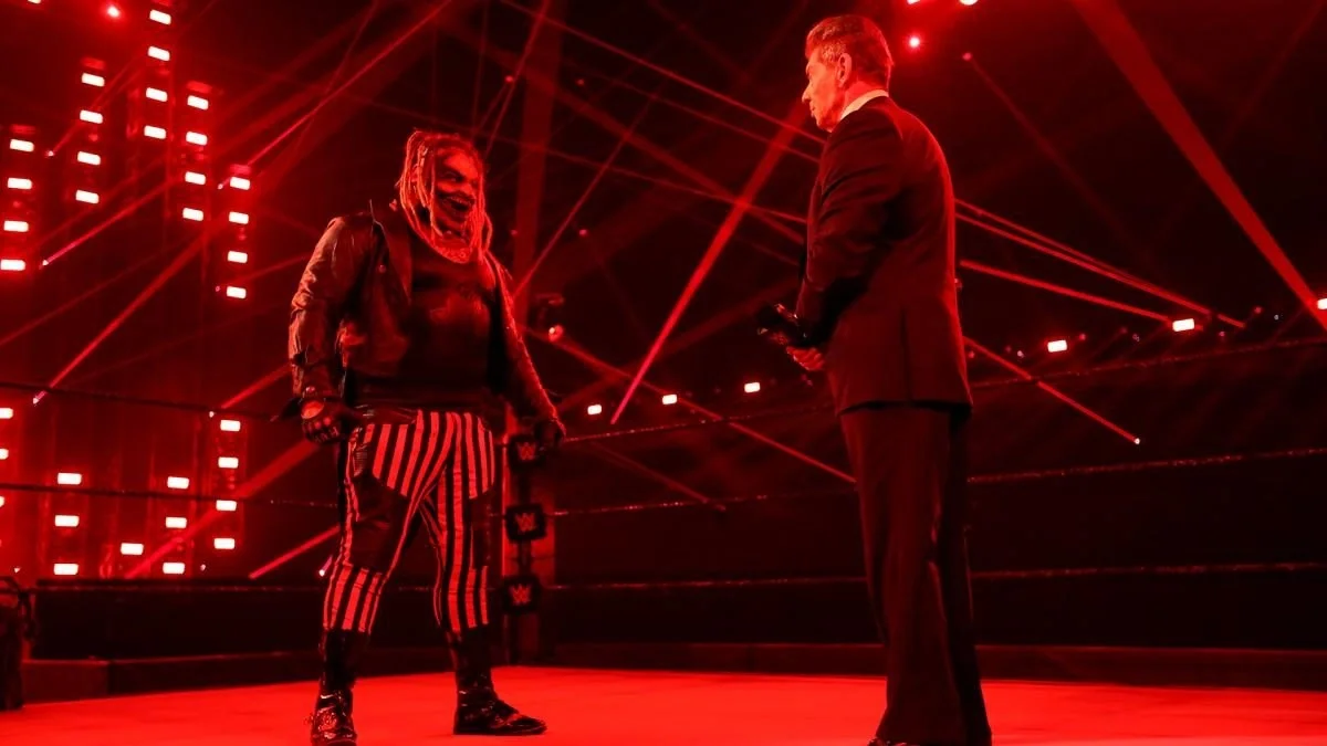 'The Fiend' Bray Wyatt standing across the ring from Vince McMahon