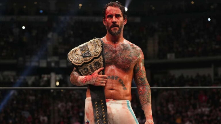 CM Punk in the ring at AEW All Out as the AEW World Champion