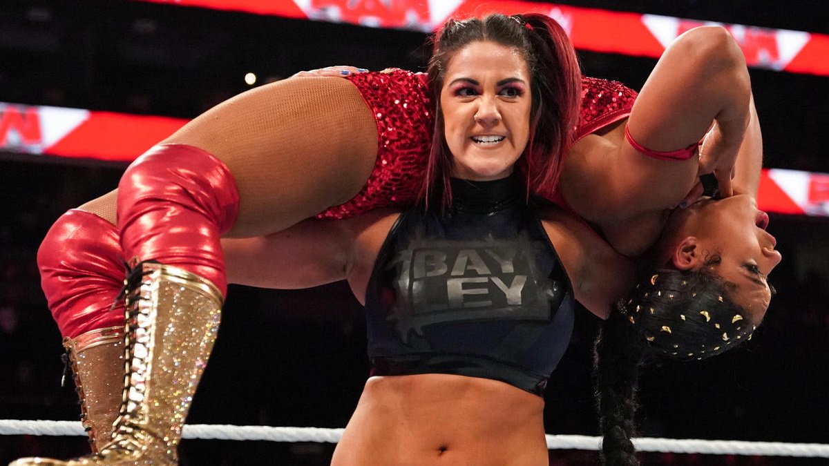 Bayley and Bianca Belair wrestling on WWE Raw