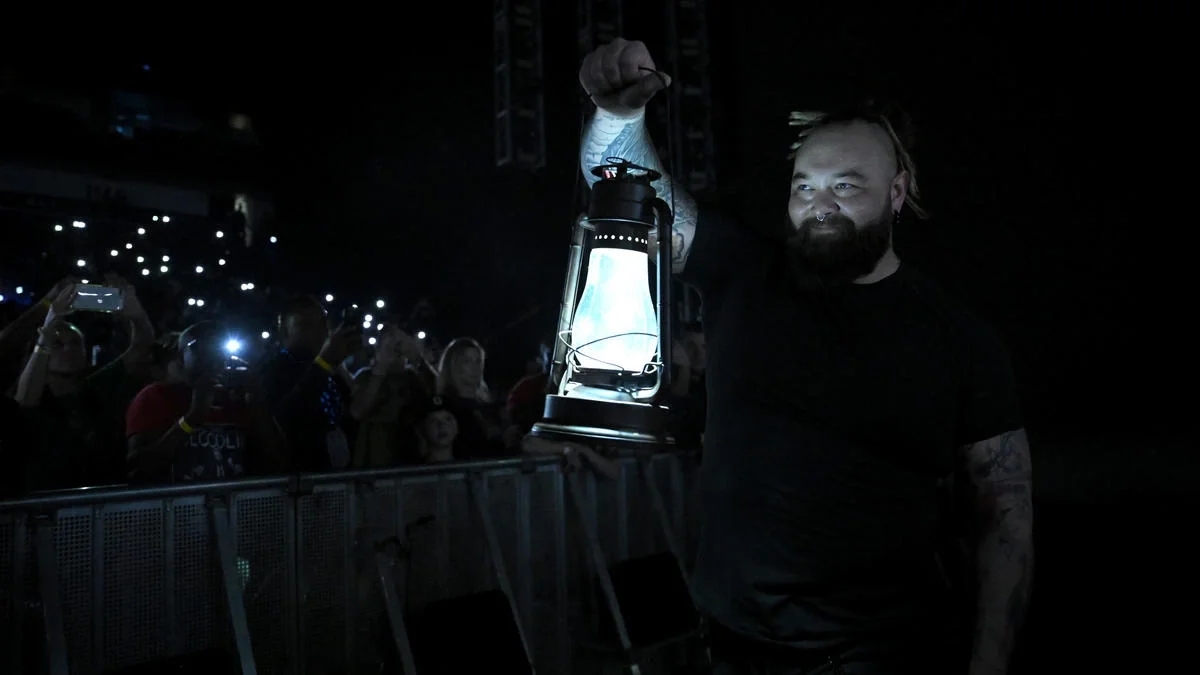 Bray Wyatt making his way to the ring with his lantern for his SmackDown return