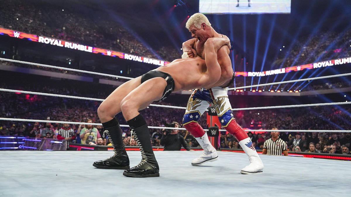 Cody Rhodes last eliminated GUNTHER to win the 2023 Royal Rumble and earn a WrestleMania title shot against Roman Reigns