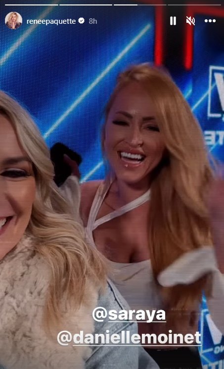 Renee Paquette and Danielle Moinet (Summer Rae) hanging out backstage at AEW Dynamite