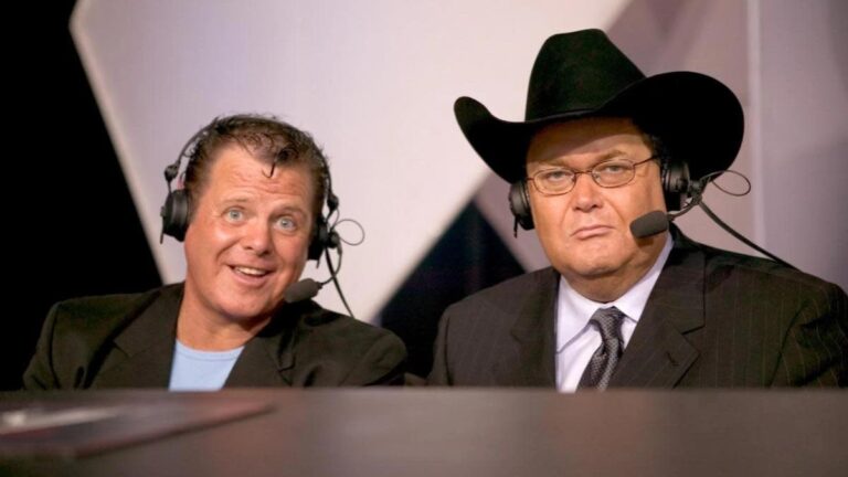 AEW commentator Jim Ross and Jerry Lawler during their time in WWE