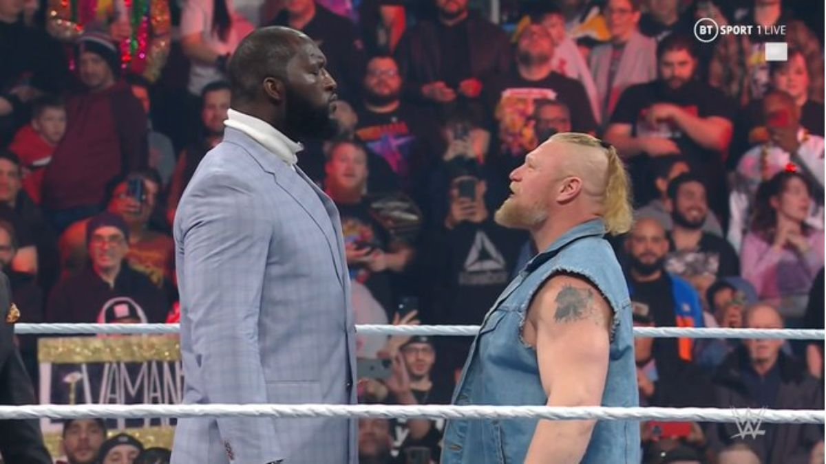 Brock Lesnar Meets Face To Face With Omos On WWE Raw