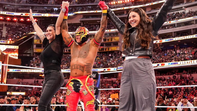 WWE's REY MYSTERIO with his wife Angie and daughter Aalyah