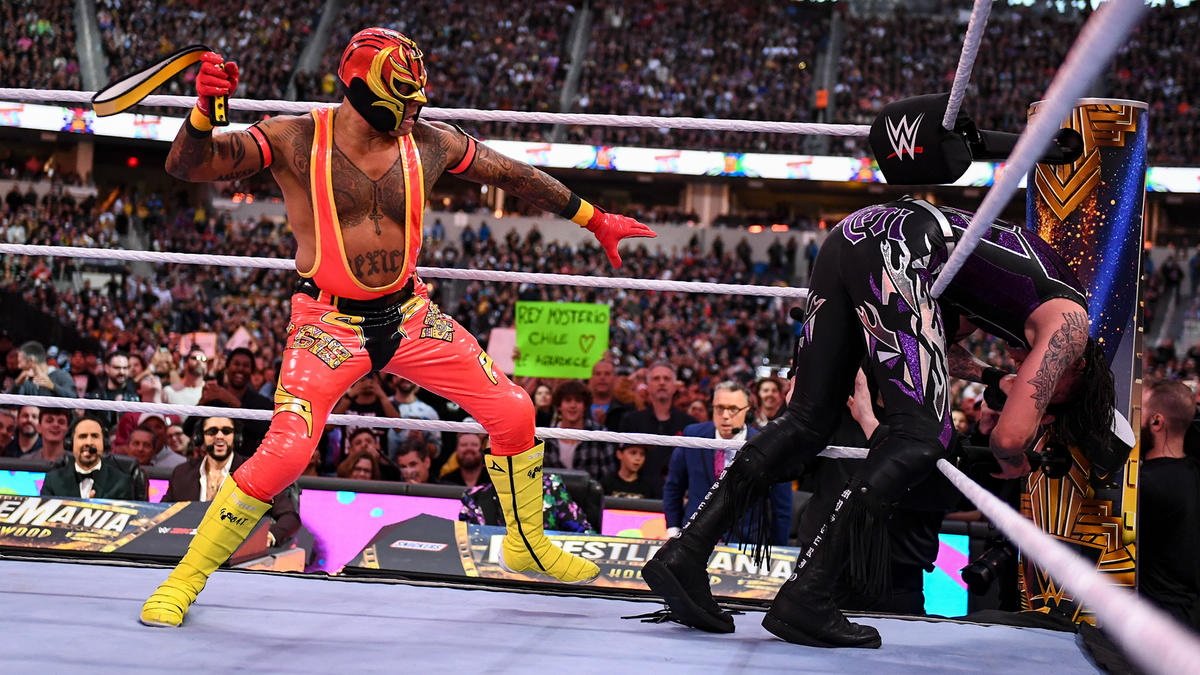 Dominik Mysterio Says His ‘Bum Is Sore’ After His Father Whooped Him At WrestleMania