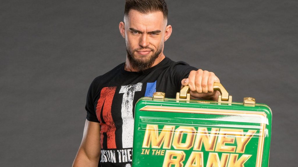 Austin Theory and WWE Money in the Bank briefcase