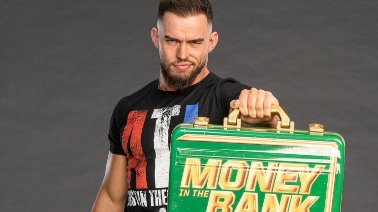 Austin Theory and WWE Money in the Bank briefcase