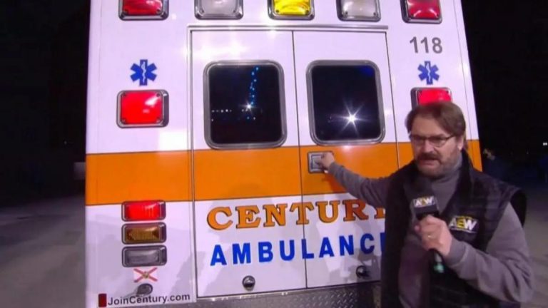 Ambulance on AEW Dynamite along with Tony Schiavone