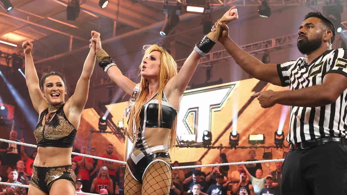 WWE stars Lyra Valkyria and Becky Lynch