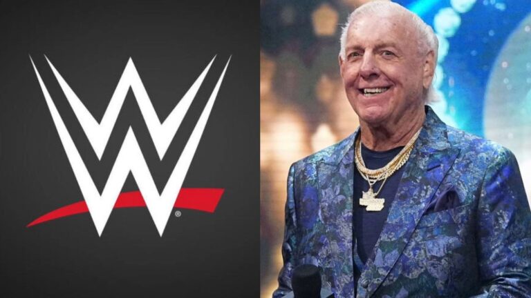 Ric Flair and the WWE logo