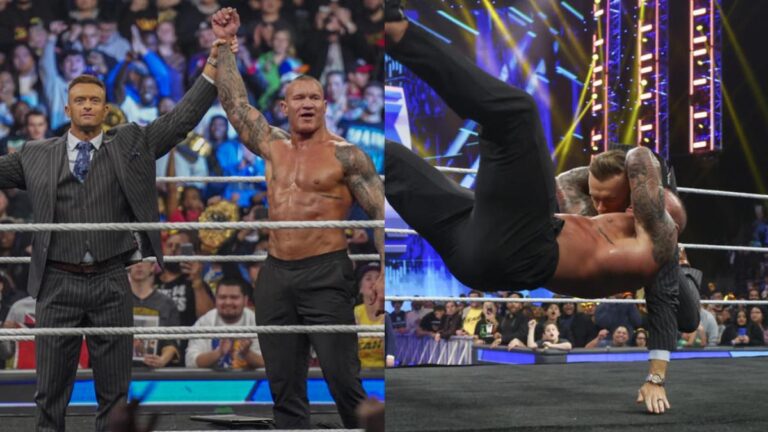 Randy Orton landing an RKO on Nick Aldis on WWE SmackDown