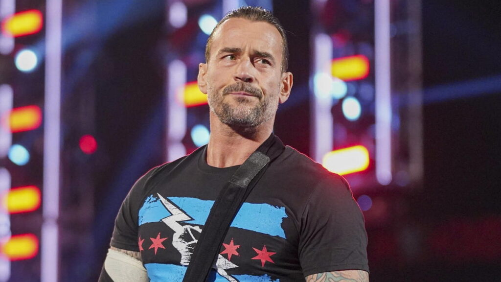 WWE star CM Punk wearing a cast after his injury