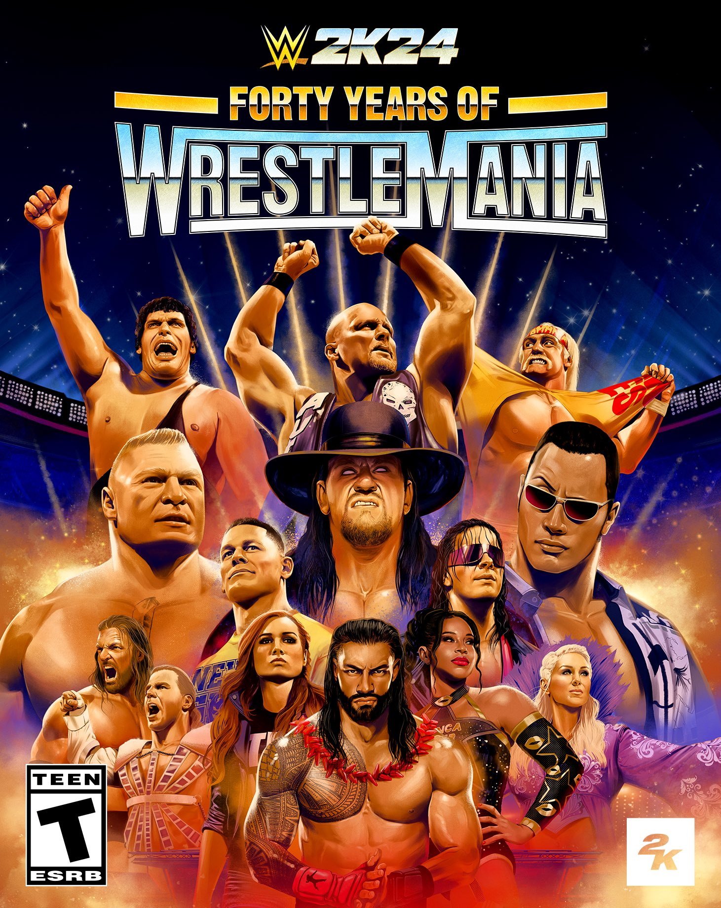 40 years of WrestleMania cover for WWE 2K24