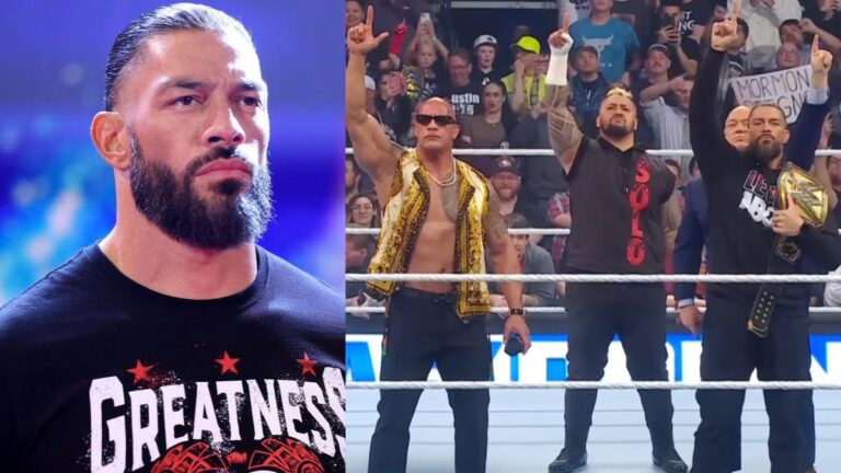 WWE SmackDown appearance from The Rock in the Bloodline and a solo photo of Roman Reigns