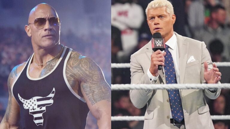 Dwayne 'The Rock' Johnson and Cody Rhodes in a WWE ring