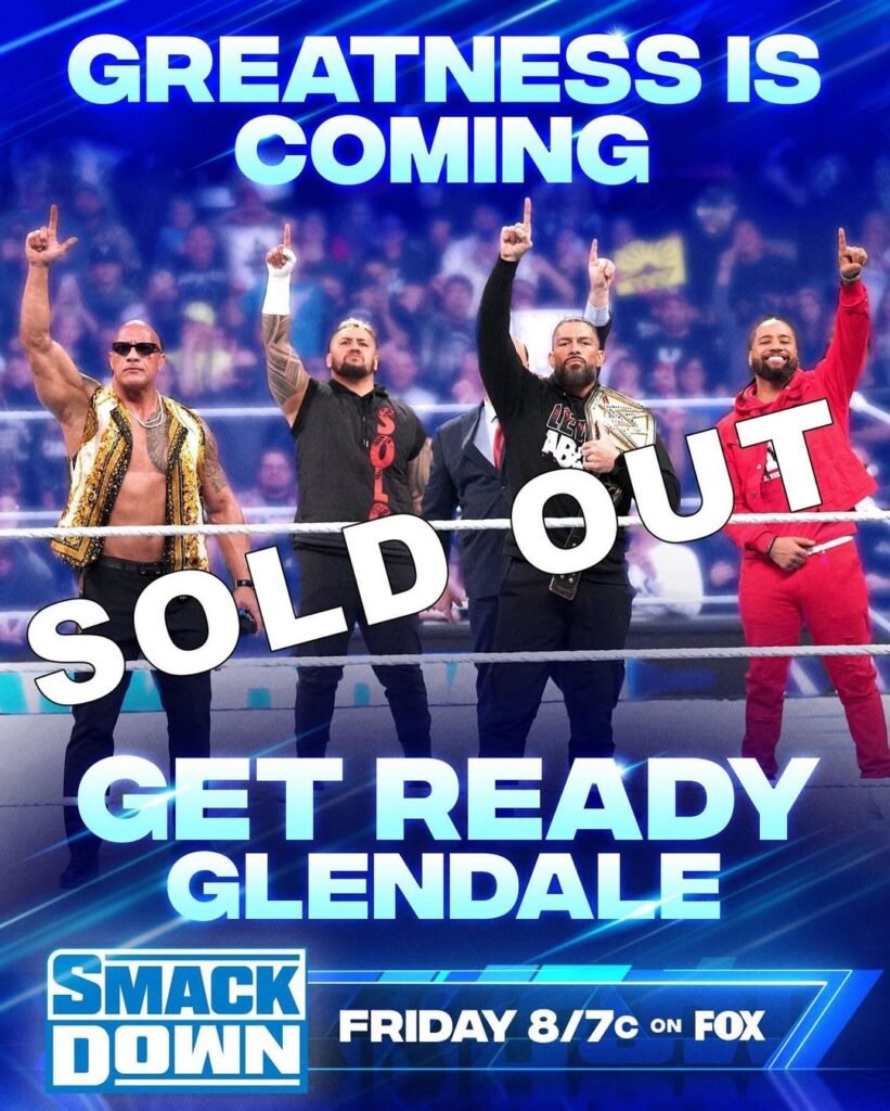 WWE SmackDown Glendale, Arizona Sold Out graphic from The Rock's Instagram featuring The Bloodline