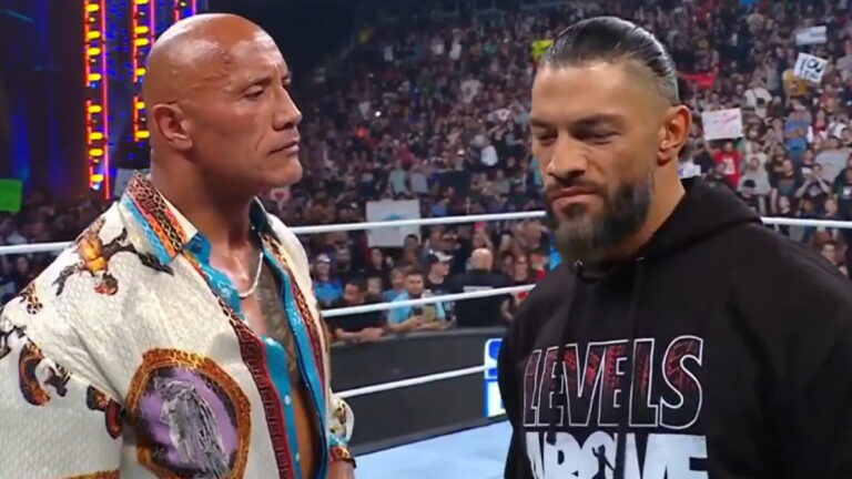 The Rock and Roman Reigns of the Bloodline on WWE SmackDown