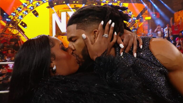WWE Lash Legend kissing Trick Williams in NXT