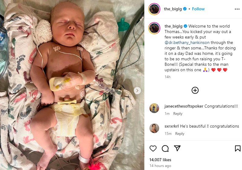 The Instagram announcement from Luke Gallows of his son's birth