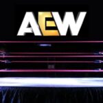 a wrestling ring with the AEW logo