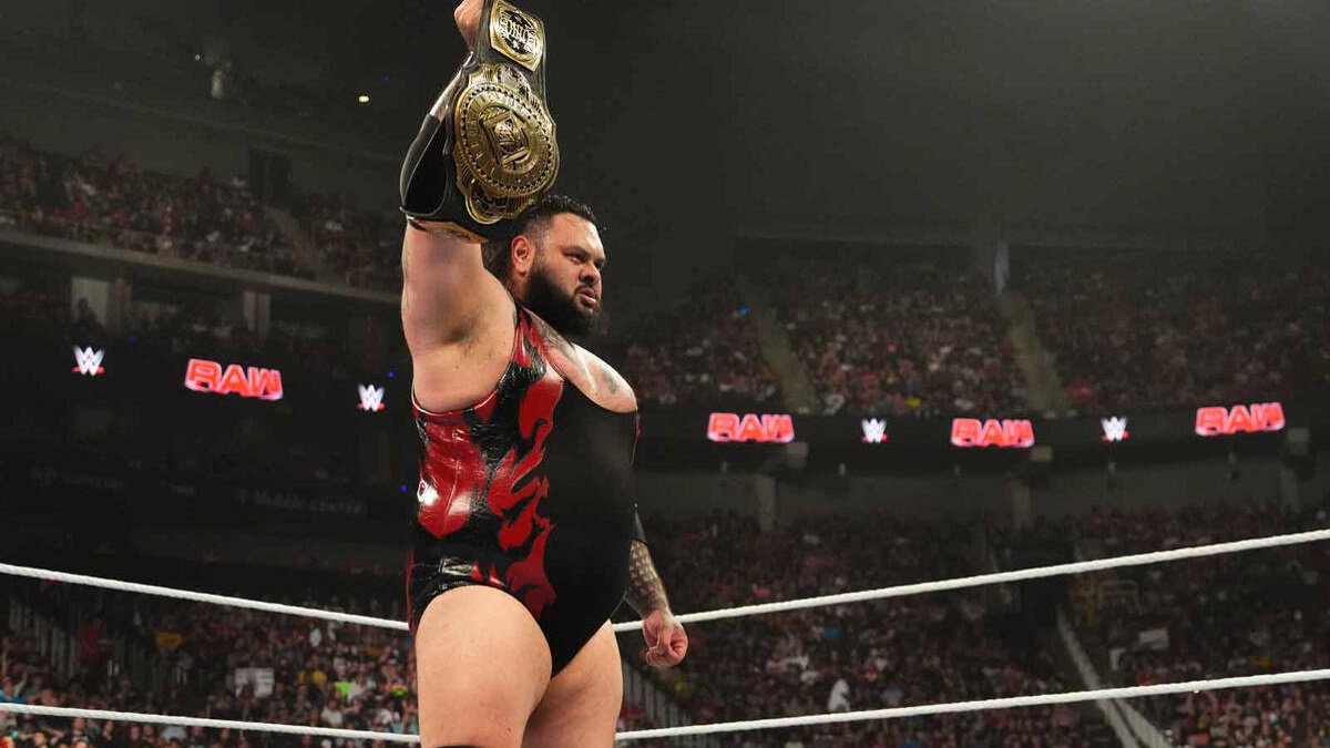 WWE star Bronson Reed holding the Intercontinental Championship