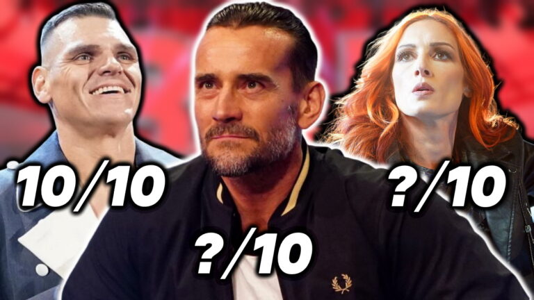 CM Punk, GUNTHER and Becky Lynch on a WWE Raw background after the 2024 WWE Draft