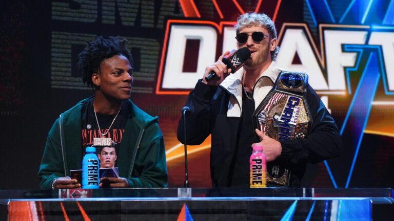 Logan Paul and IShowSpeed at the WWE Draft