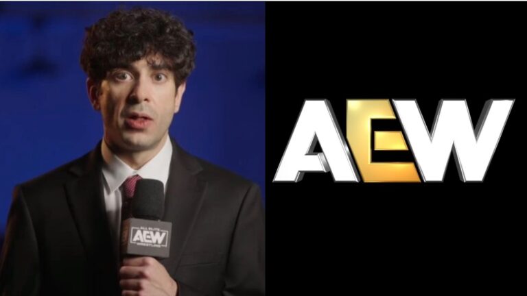 Tony Khan and AEW logo