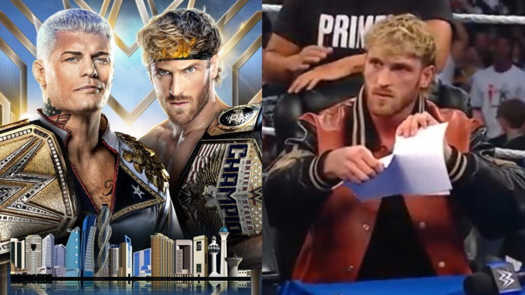 graphic from WWE featuring Cody Rhodes and Logan Paul ahead of King and Queen of the Ring