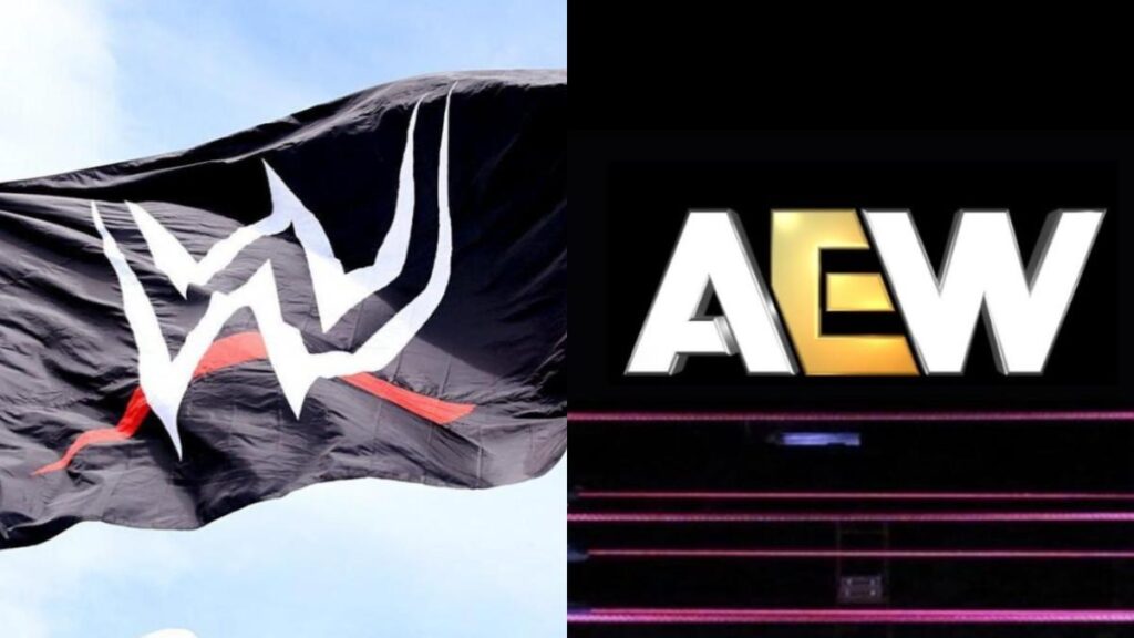 WWE logo and AEW logo