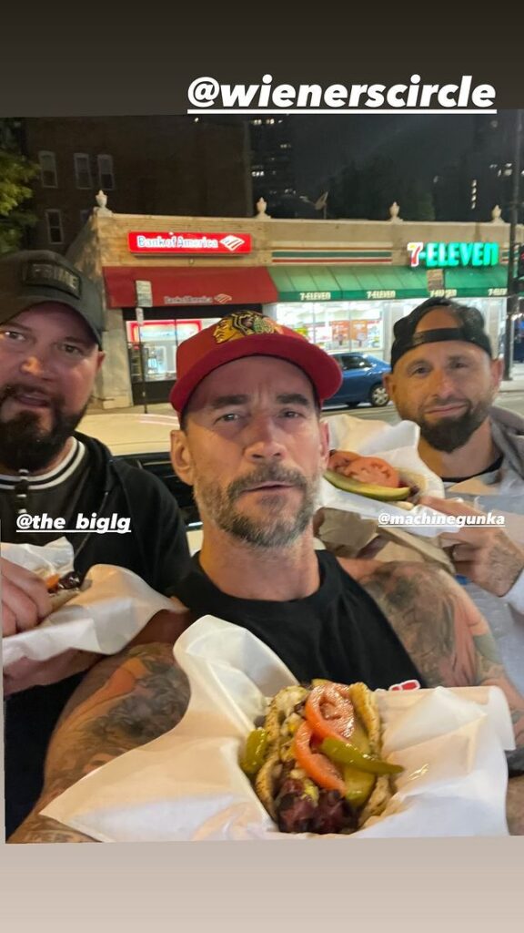 CM Punk, Karl Anderson & Luke Gallows at Weiner's Circle in Chicago