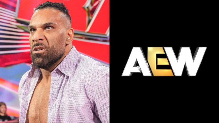 WWE star Jinder Mahal and AEW logo