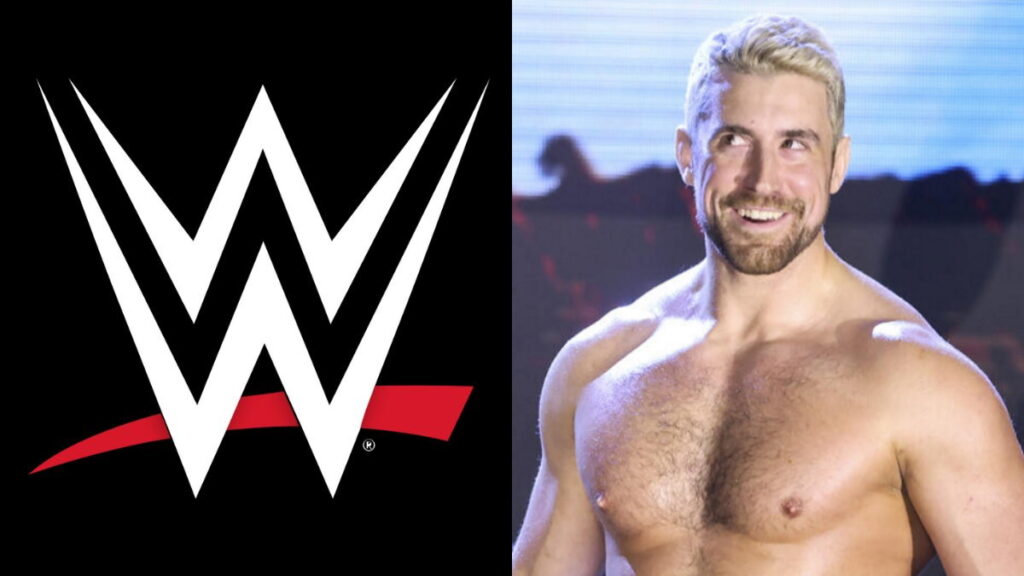 Joe Hendry from NXT appearance and the WWE logo