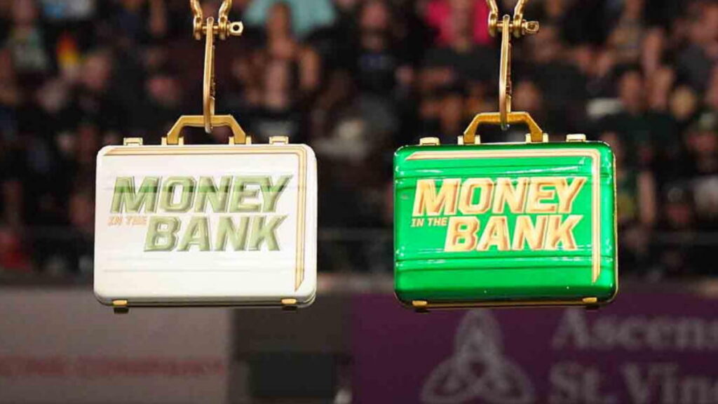 WWE Money in the Bank briefcases suspended over the ring