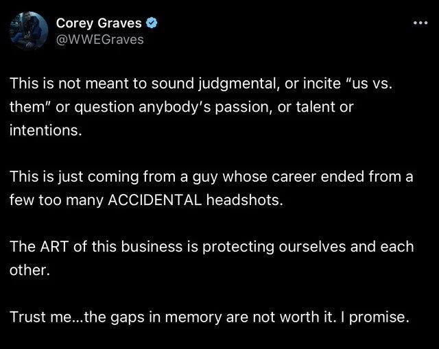 Deleted tweet from WWE's Corey Graves after AEW Dynamite