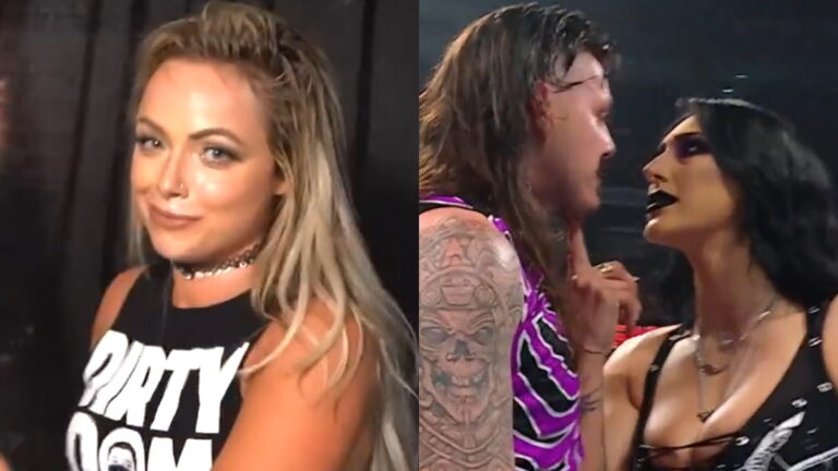 WWE stars Liv Morgan, Rhea Ripley and Dominik Mysterio