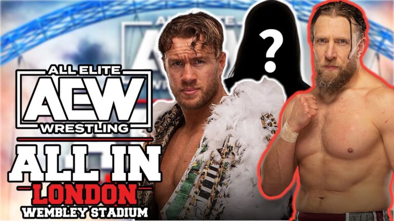 AEW All In London Wembley logo along with Bryan Danielson and Will Ospreay